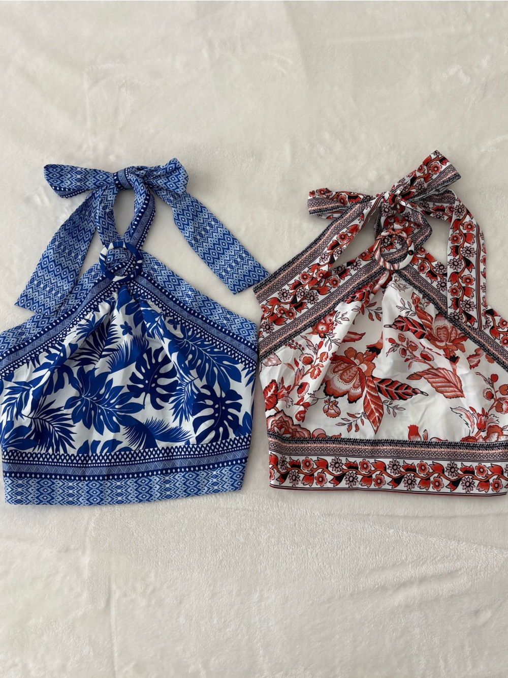 NWOT Tropical Floral Summer Halter Tops Set of 2